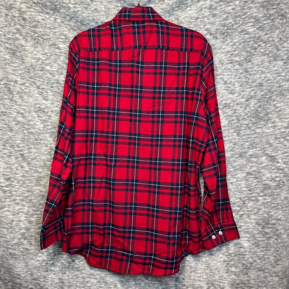 Men’s Medium - John Ashford - Plaid Flannel Shirt Red Navy Macy’s NEW no tags - Picture 5 of 6